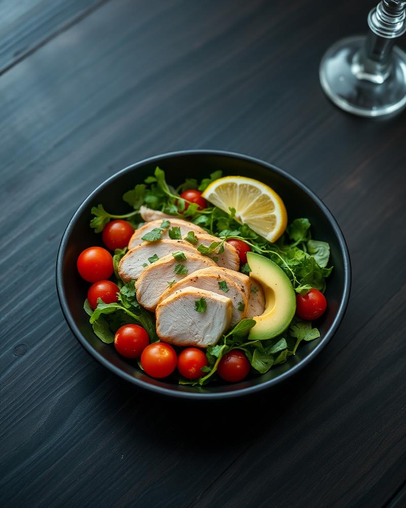 Ensalada Keto de Pollo con aguacate y tomate